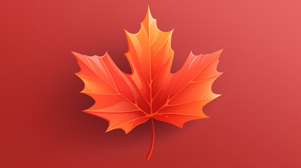 Wall Mural - Autumn maple leaf on plain background. Flat lay, top view