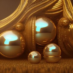 Aufkleber - 3d glassy luxury concept sphere shapes, minimal concept background. Ideal for luxurious and scientific designs, nano technology, microbiology, chemistry, biology, etc. Generative ai art.	