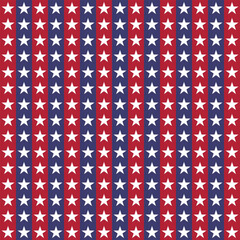 Seamless pattern with stars in blue red white.Concept of America USA military veterans.Vector illustration.