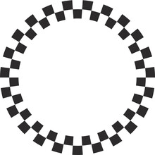 Checkerboard Circle Frame With Black And White Chess Pattern.Y2k Geometric Shape. Retro Groovy Illustration