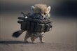 a superb Chibi adorable cute cheetah cub with jetpack hunting 