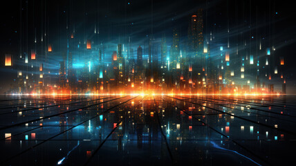 Data Technology Seamless Background, Abstract Digital Network