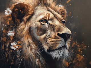 Wall Mural - Lion fine art minimal artwork generatieve ai