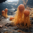 Alien like slime mold organism on the surface of Mars created with Generative Ai