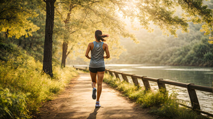 woman running in the park