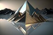 shiny metalic pyramid ontop of a mountain detailed reflection volumeteric 