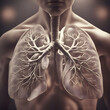 Digital illustration of human lungs in colour background with bokeh effect