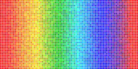 Seamless mosaic pixelart rainbow abstract vivid backgraund. Blurred multicolor gradient with dithering. Vector 16 bit illustration in retro style.
