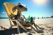 Alien on the beach relaxing sunny weather 