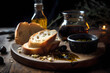 olive oil balsamic dipping sauce, with crusty bread served on the side 