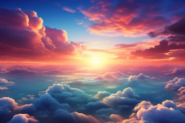 Wall Mural - a vibrant double rainbow spanning the sky after a passing rainstorm. concept of a double rainbow. ge