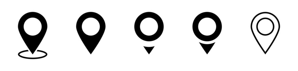 Fototapete - Location icon set, Map pin place marker. location pointer icon symbol in flat style. Location pin line icon, Navigation sign