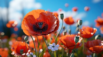 Wall Mural - red poppy flower