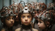 © Justlight - Portrait of a group of children with cybernetic implants in their brains, giving them access to a collective consciousness where they can communicate and learn from one another.
