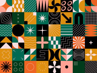 Wall Mural - abstract trendy geometric colorful background. abstract modern designs with geometric patterns, shap
