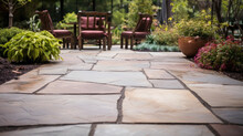 The Surface Of This Weathered Flagstone Patio Is Reminiscent Of A Wellloved Garden Path, With A Combination Of Smooth And Rough Stones In Earthy Hues.