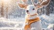 © tanya78 - Cute cartoon deer in a scarf in the snow