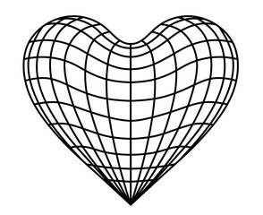 Wall Mural - Polygonal monochromatic line-drawn heart clipart. Futuristic heart sign of love. Black and white geometric heart for lovers day.