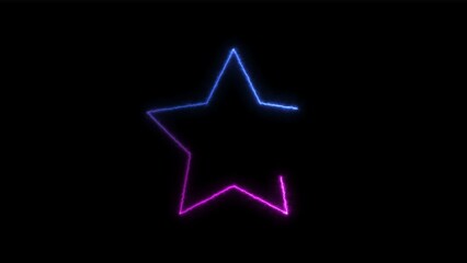 Abstract glowing neon line star icon illustration background.