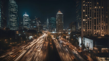 Wall Mural - the light trails on the modern building background in shanghai china.