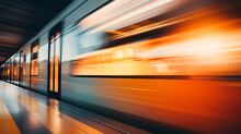 High Speed Passenger Train In Motion - Long Exposure - Generative AI