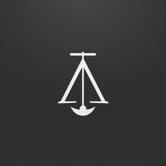 Wall Mural - monochromatic, simple, 2d, minimalistic logo, a letter A , justice hammer
