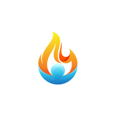 Wall Mural - Flame logo and people care design combination, 3d colorful