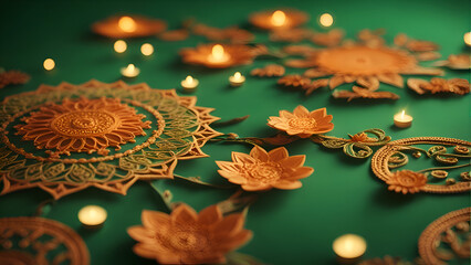 Wall Mural - Indian festival Diwali. Diwali background with gold diya