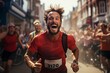 A dynamic sports photograph capturing the exhilaration and determination of an athlete crossing the finish line, showcasing the thrill of achievement