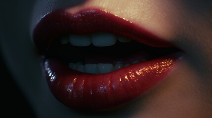 Poster - close up of lips with red lipstick