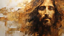Jesus Cristo Abstrato Tons Terrosos, Cobre E Dourado 