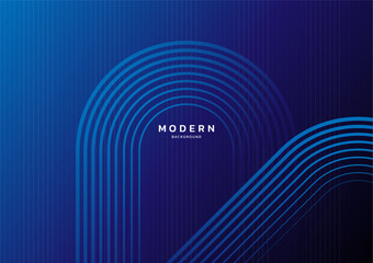 Abstract dark blue background with geometric dynamic lines movement. Modern blue rounded lines pattern. Minimalist graphic design. Futuristic technology concept. Vector illustration. banner, cover