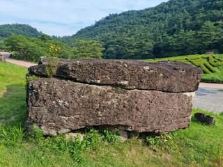 Canvas Print - This is a park with a large dolmen.