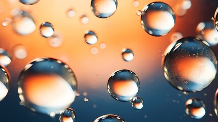 Wall Mural - close-up of delicate bubbles forming unique patterns on a glass surface, with a focus on reflection 
