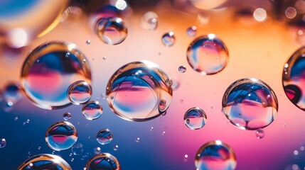 Wall Mural - close-up of delicate bubbles forming unique patterns on a glass surface, with a focus on reflection 