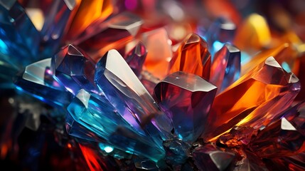 Wall Mural - colorful abstract crystals forming in a super-saturated solution. (generative ai)