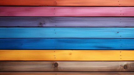 Poster - rustic background of bright multicolored painted wooden planks