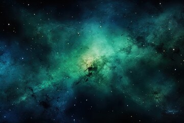 Wall Mural - abstract space background nebula galaxy, universe in green and blue colors
