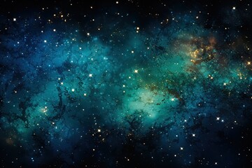 Wall Mural - abstract cosmos background nebula galaxy milky way, universe in green and blue colors