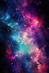 vertical abstract space background nebula galaxy milky way, bright universe with clouds and stars