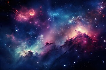 Wall Mural - abstract space background nebula galaxy milky way, bright universe starry sky