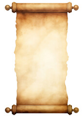 Wall Mural - Watercolor illustration of blank vintage scroll isolated on transparent background