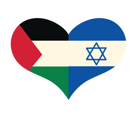 Poster - israel and palestine flags in heart