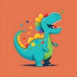 funny happy cartoon colourful dinosaur illustration vector simple clean minimalist wallpaper bright 