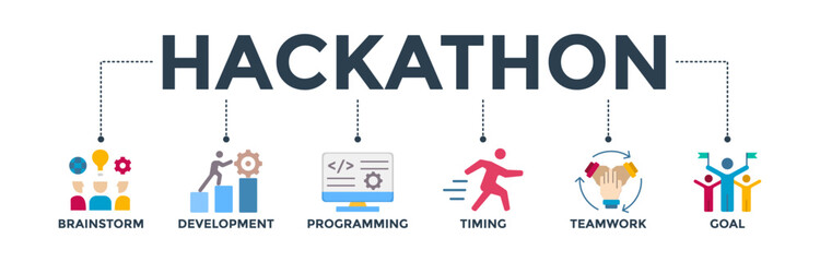 Wall Mural - hackathon banner web icon vector illustration concept for design sprint-like social coding event wit