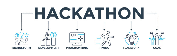 Wall Mural - hackathon banner web icon vector illustration concept for design sprint-like social coding event wit
