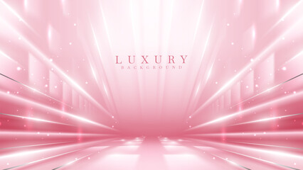 Wall Mural - pink stage scene with silver line elements and glitter light effect with beam and bokeh. luxury back