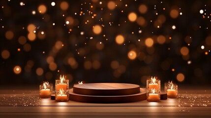 diwali empty product display podium with lights background