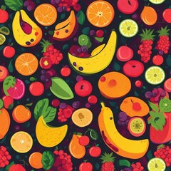 Wall Mural - colorful fruit illustration background