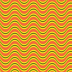 abstract seamless yellow black vertical wave line pattern with orange background.